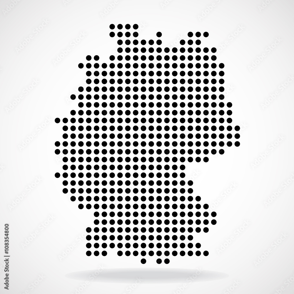 Abstract map of Germany from round dots, vector illustration