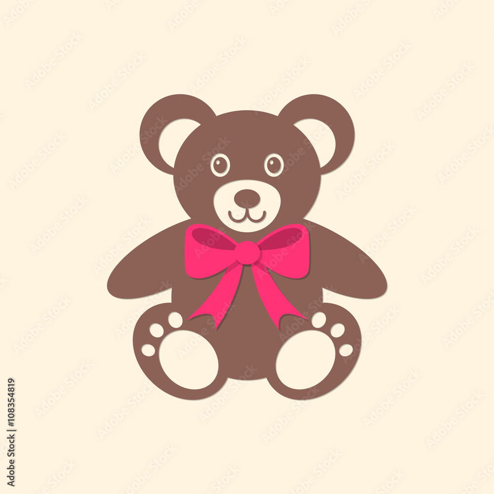 Cute teddy bear with red bow Cute teddy bear with red bow