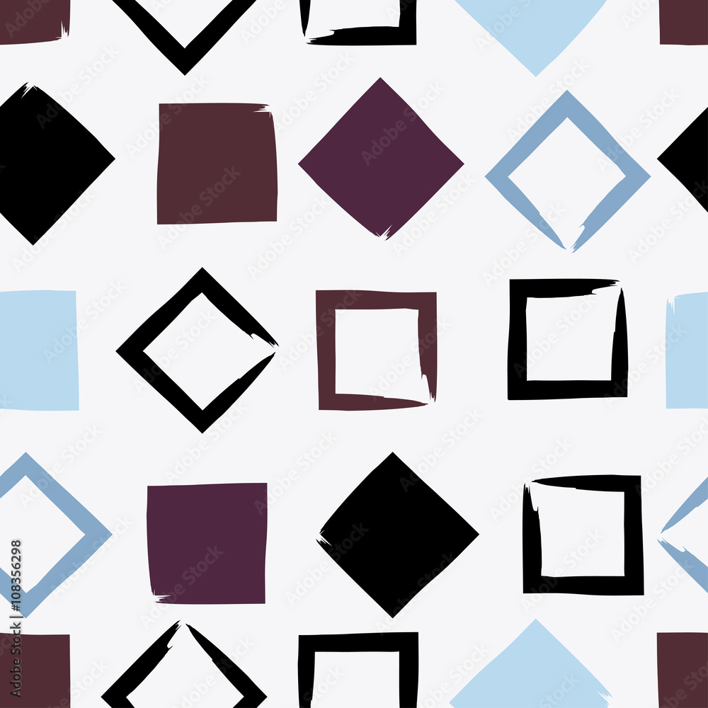 Cute vector geometric seamless pattern. Brush strokes, triangles and squares. Hand drawn grunge texture. Abstract forms. Endless texture can be used for printing onto fabric or paper Cute vector geometric seamless pattern. Brush strokes, triangles and squares. Hand drawn grunge texture. Abstract forms. Endless texture can be used for printing onto fabric or paper