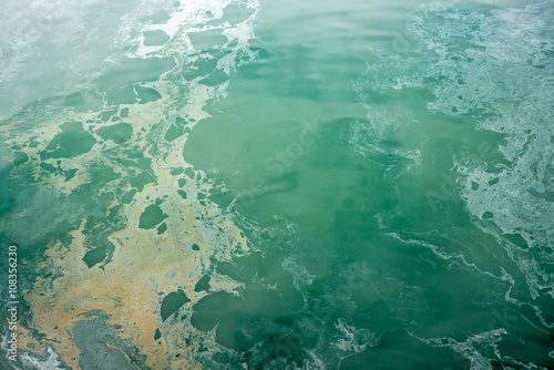 Ocean pollution Fuel oil creates an oil slick that floats on top of ocean waters and contaminates the environment