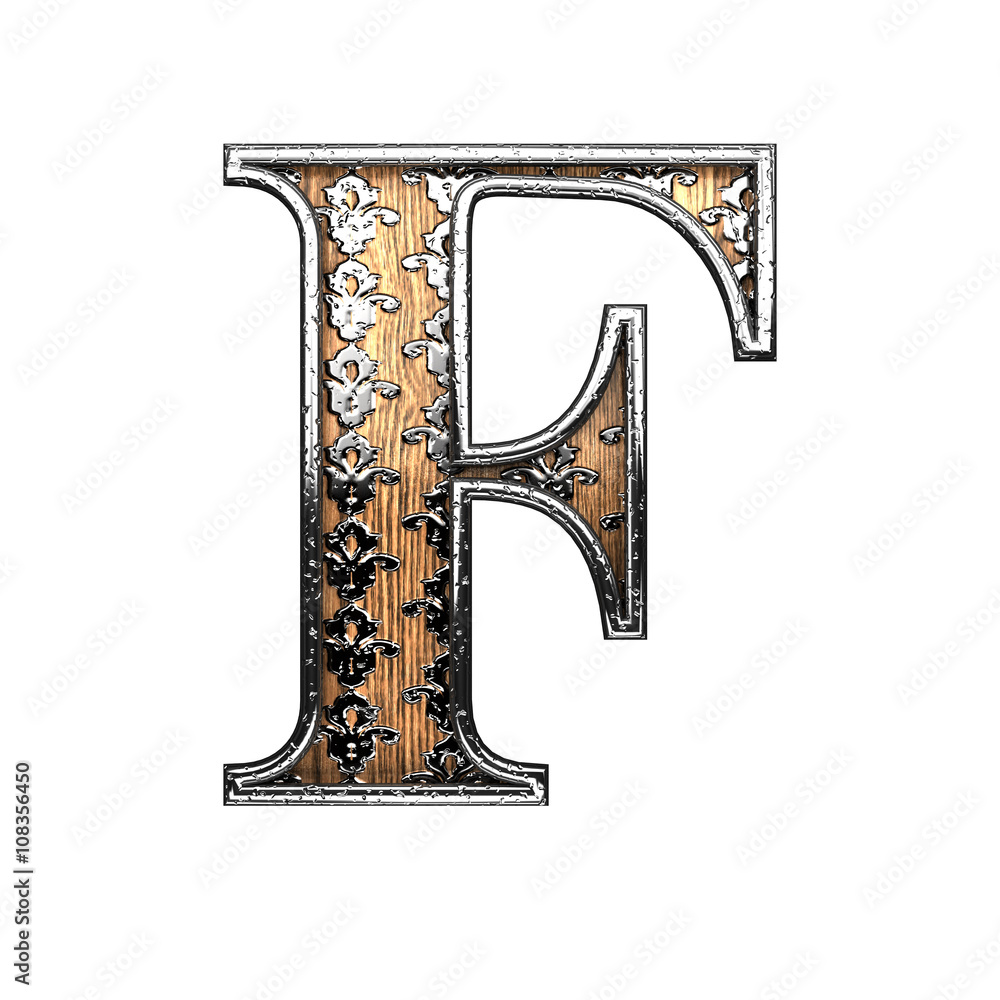 f silver letter. 3D illustration f silver letter. 3D illustration