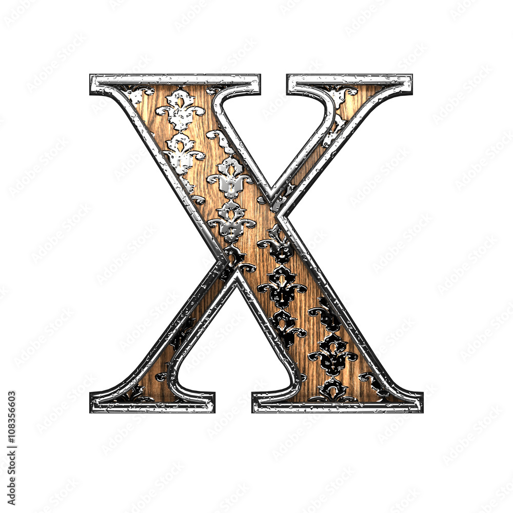 x silver letter. 3D illustration