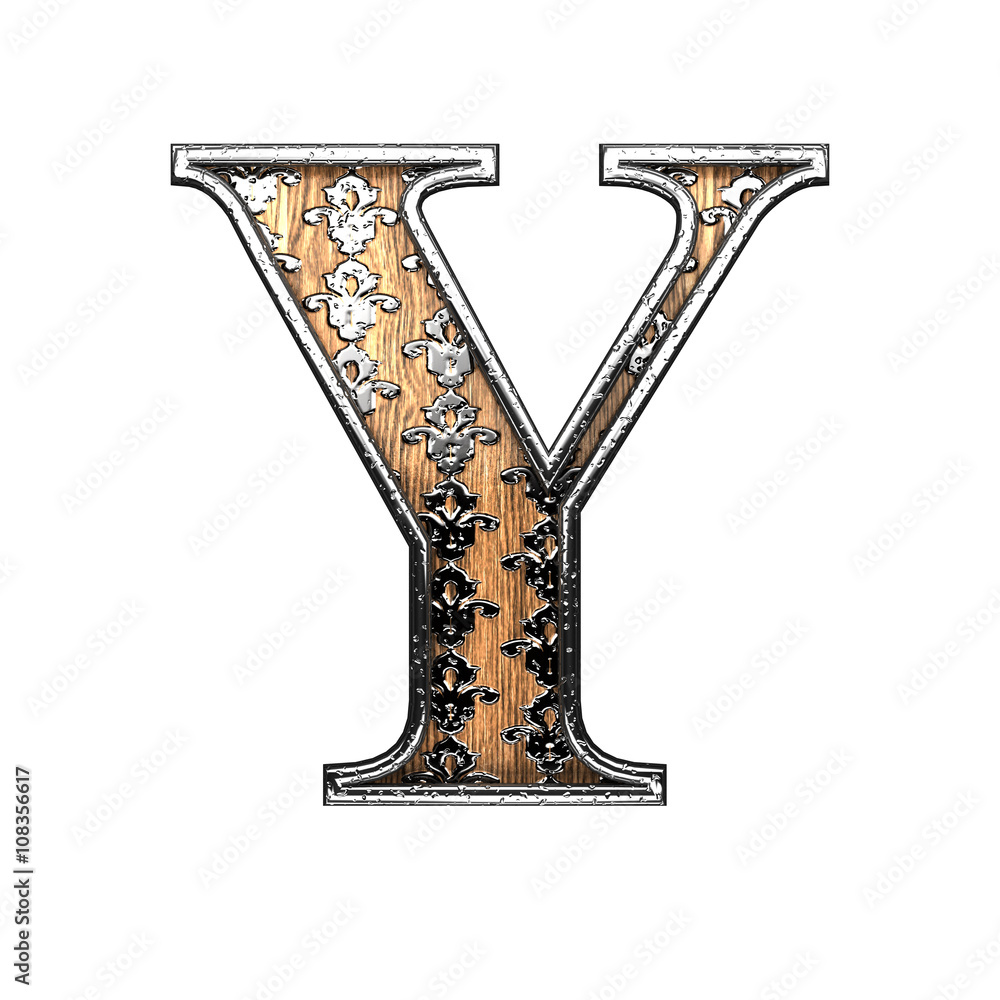 y silver letter. 3D illustration y silver letter. 3D illustration