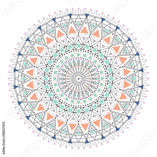Trendy hipster colored circle, bright philosophical symbol
