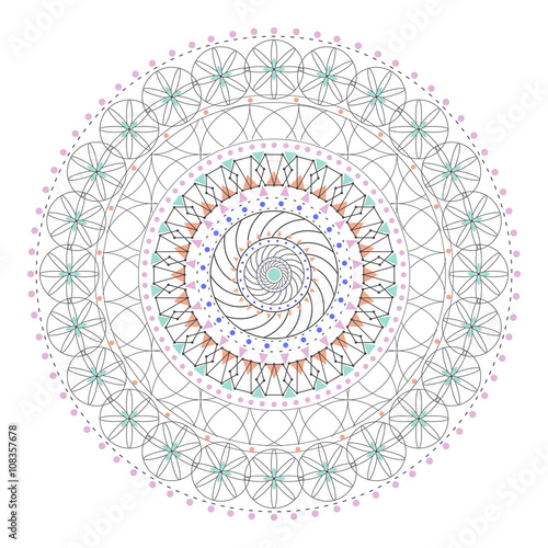 Trendy hipster colored circle, bright philosophical symbol