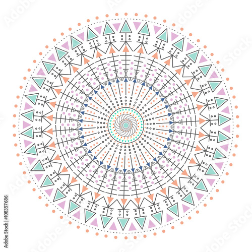 Trendy hipster colored circle, bright philosophical symbol