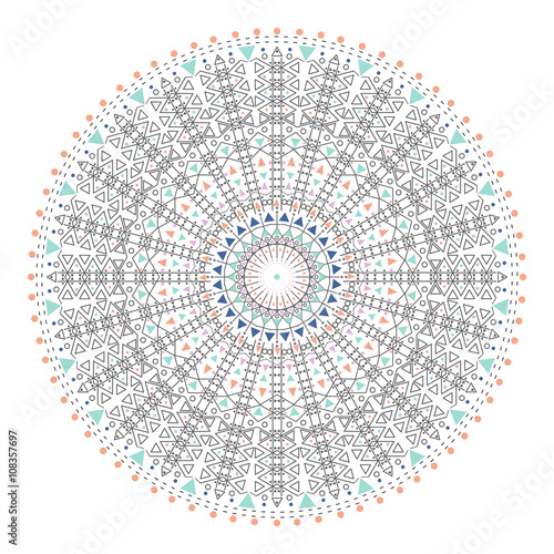 Trendy hipster colored circle, bright philosophical symbol, circular elements that are a religious,