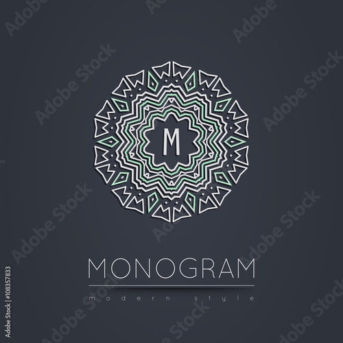 Elegant linear abstract monogram, logo design template.