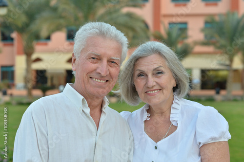 Senior couple at hotel resort
