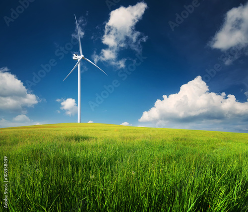 Wind power station. Ecological energy composition