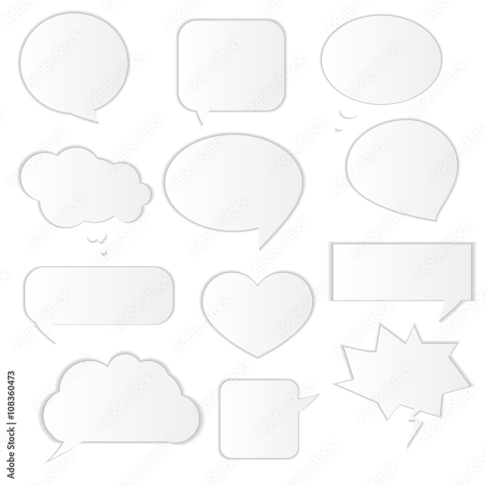 Abstract Vector White Speech Bubbles Set Abstract Vector White Speech Bubbles Set