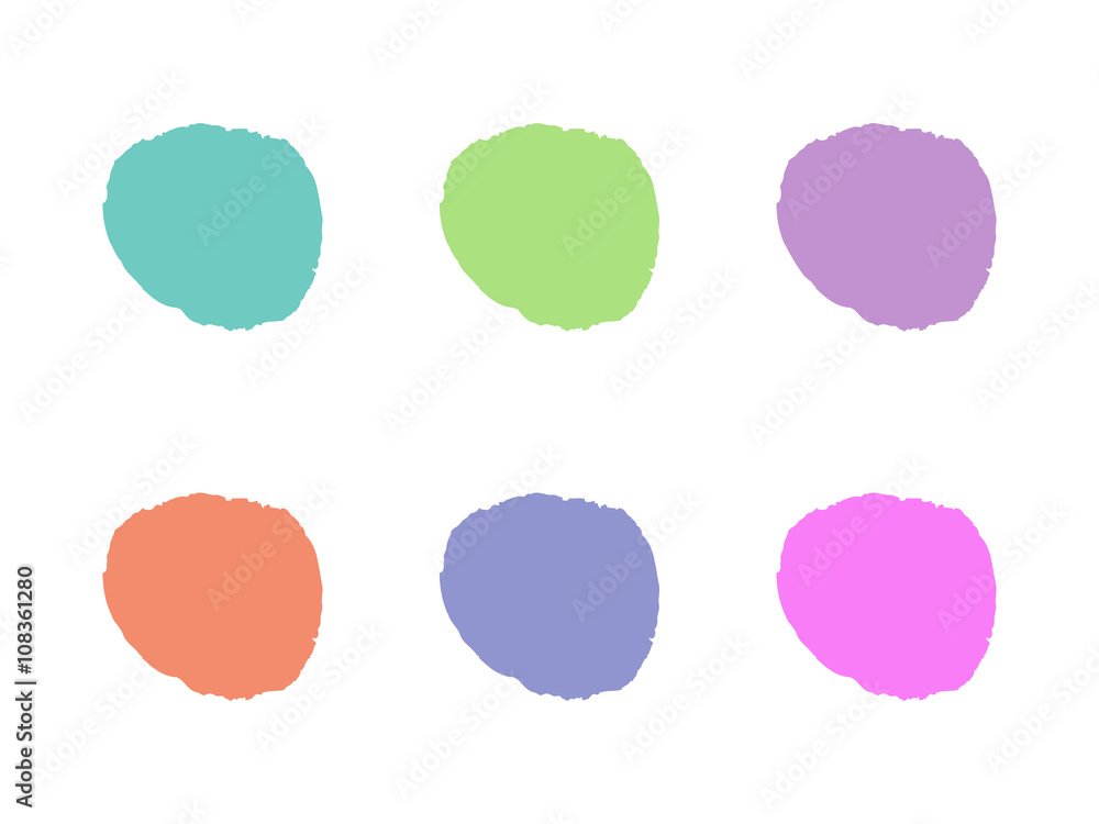 Colorful light round paint stains, set isolated illustration background vector
