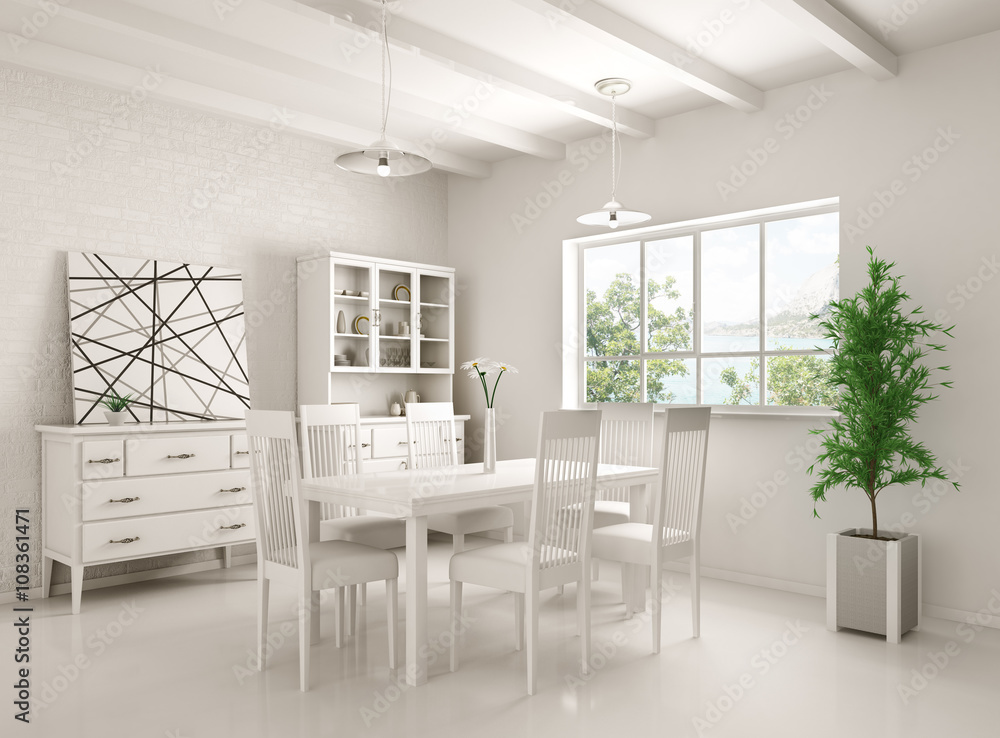 Fototapeta premium Interior of dining room 3d rendering