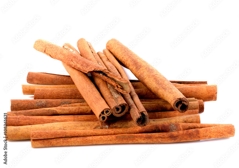 Cinnamon sticks on white background Cinnamon sticks on white background