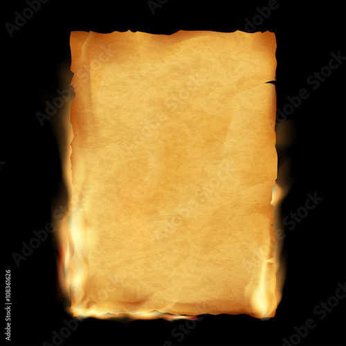 Old parchment is burning. Vintage grunge texture.