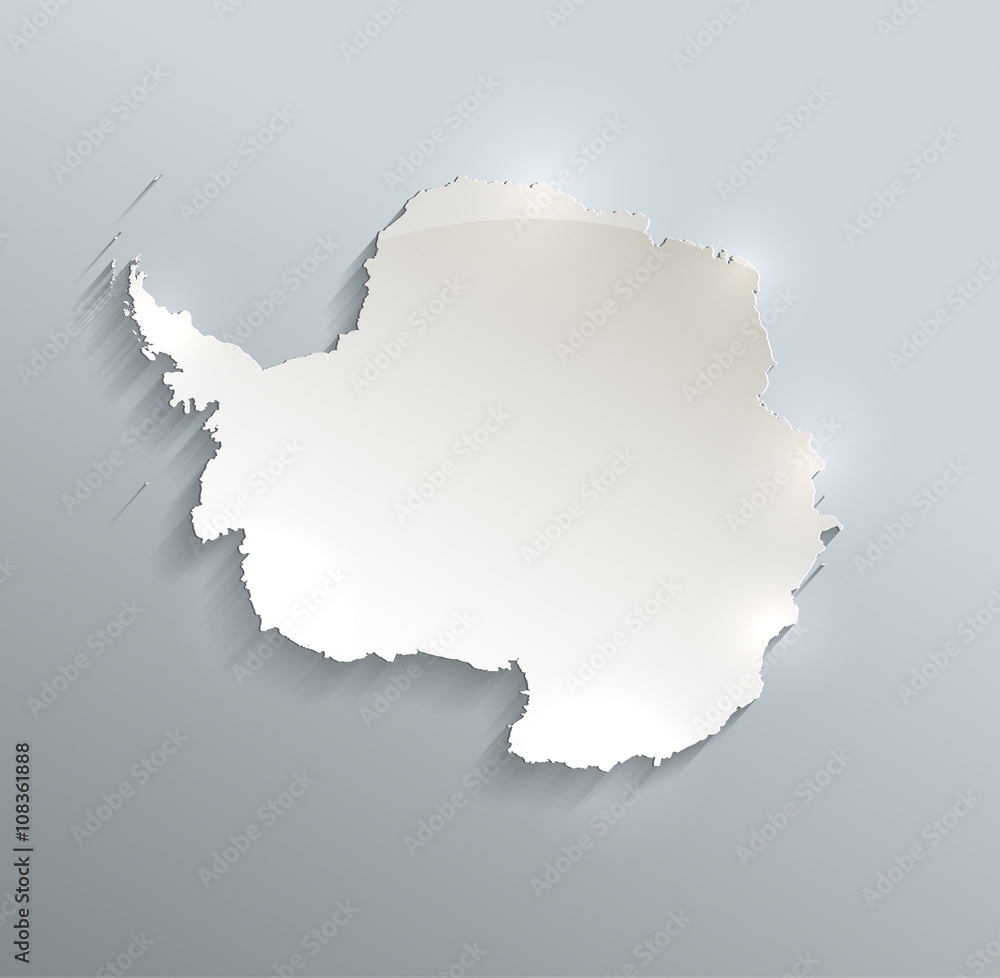 Antarctica map blue white card paper 3D vector Antarctica map blue white card paper 3D vector