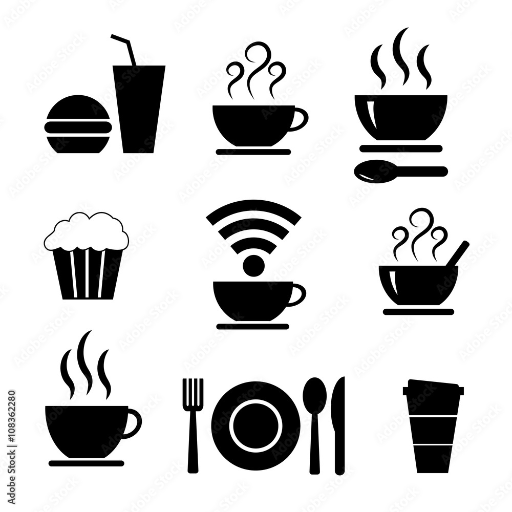 Set of vector icons with food Set of vector icons with food