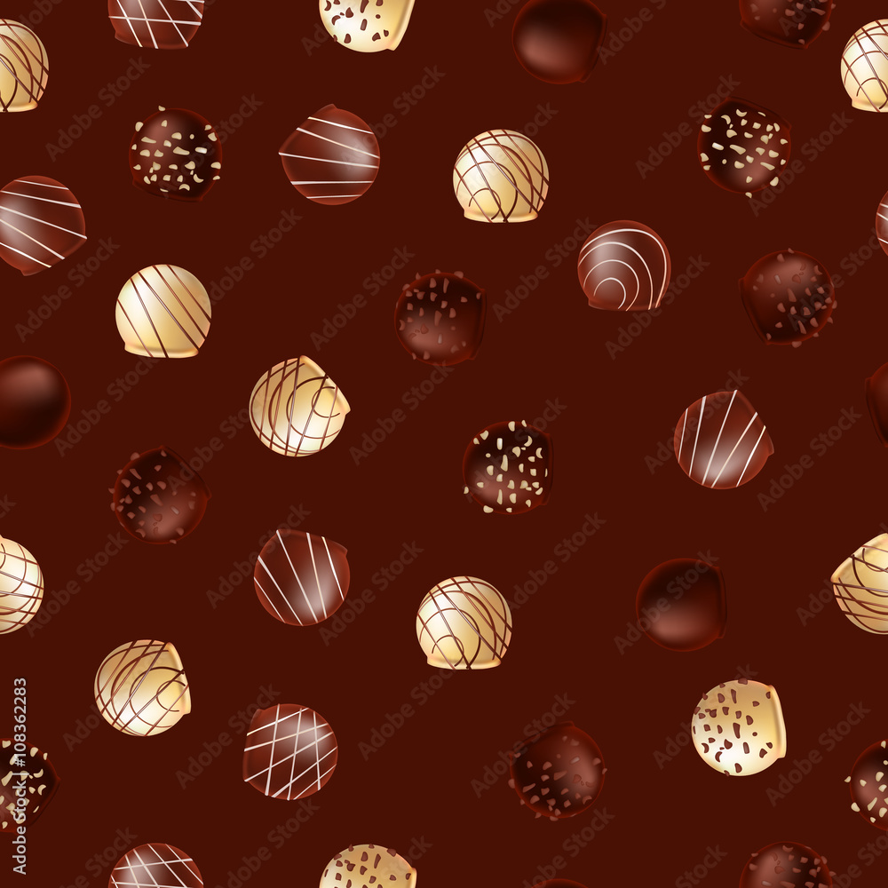 Seamless pattern with chocolate sweets on a brown background Seamless pattern with chocolate sweets on a brown background