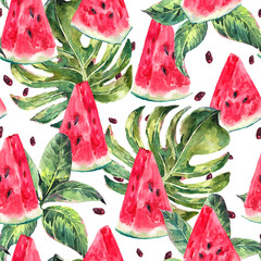 Deken met foto Watermeloen patronen Aquarel watermeloen schijfjes fris patroon  © depiano