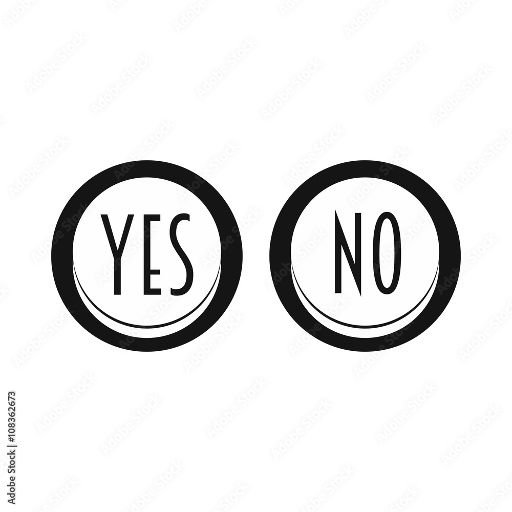 Yes and No button icon, simple style