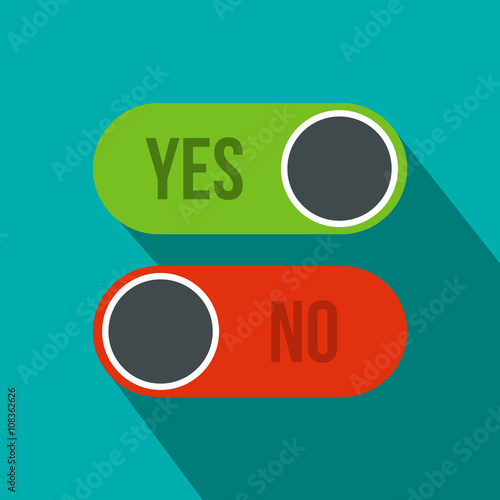 Yes and No button icon, flat style