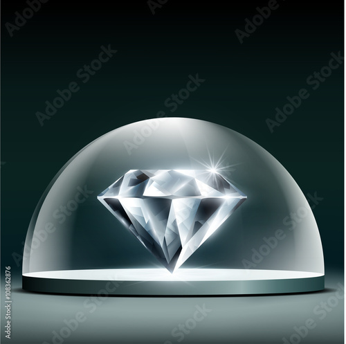 Gem diamond cover glass dome.