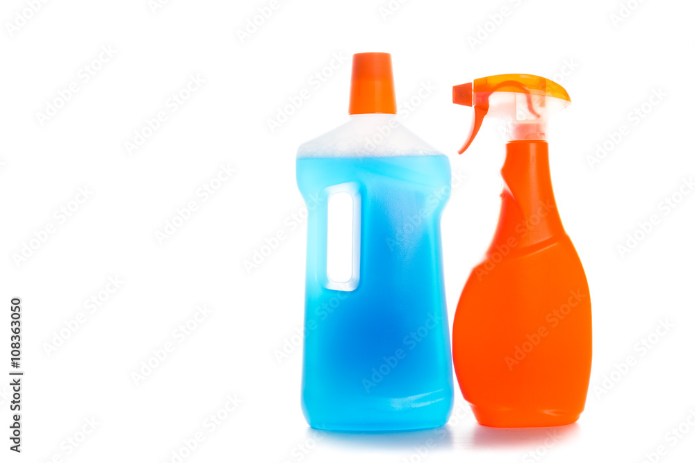 Cleaning product plastic container for house clean on white background Cleaning product plastic container for house clean on white background