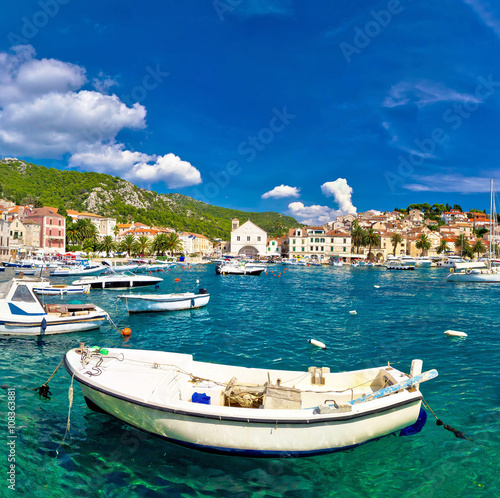 Turquoise waterfront of town Hvar © xbrchx