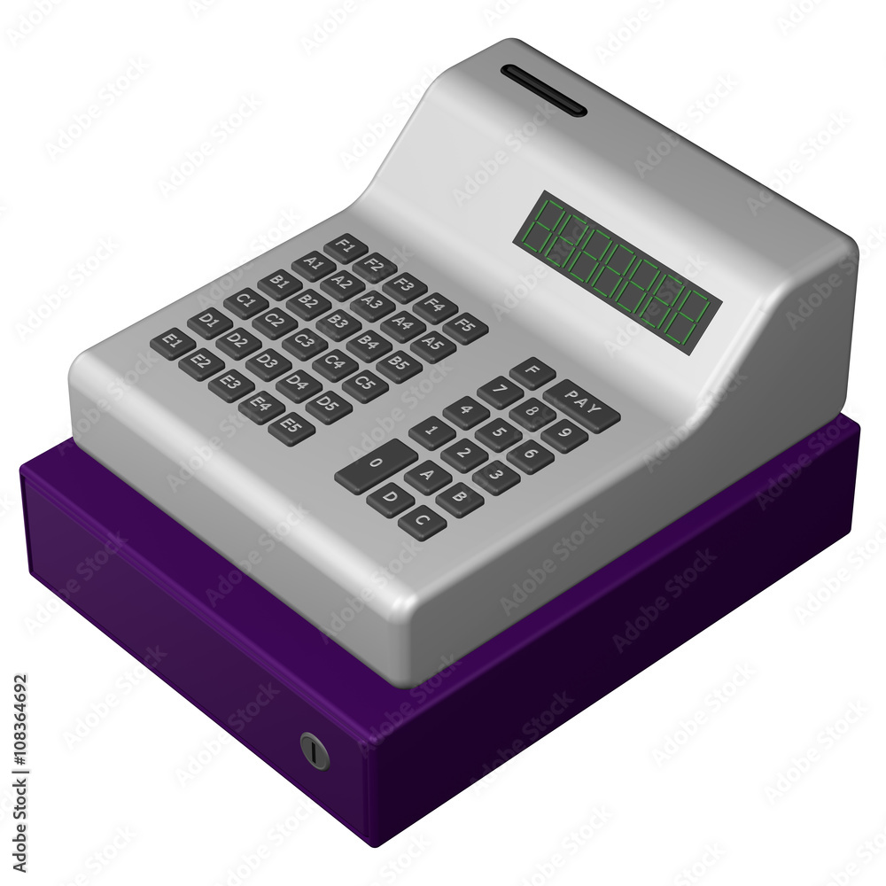 Old POS system, isolated on white background. Old POS system, isolated on white background.