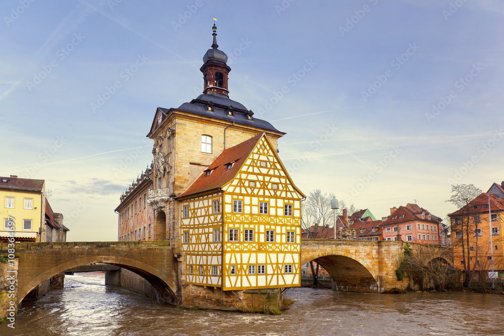 Germany, Bavaria, Bamberg, the city landscape with the river Regnitz