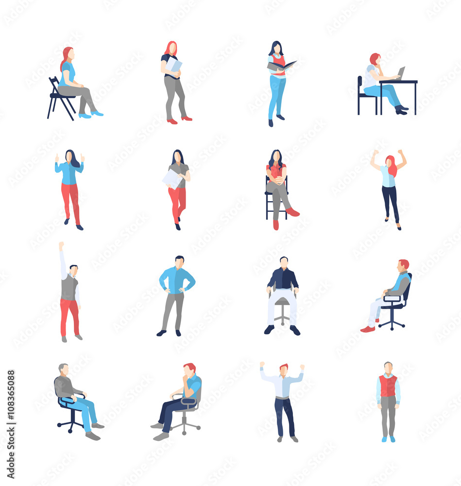 People, male, female, in different casual common poses