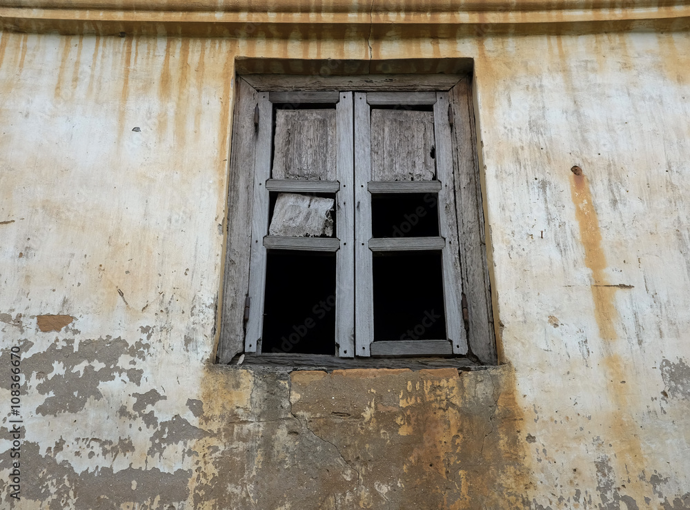 Old wall building with windows