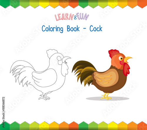 Cock coloring book educational game