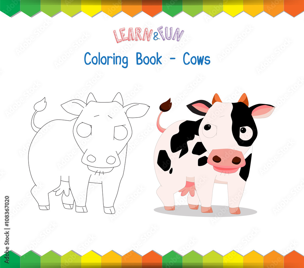 Obraz premium Cows coloring book educational game