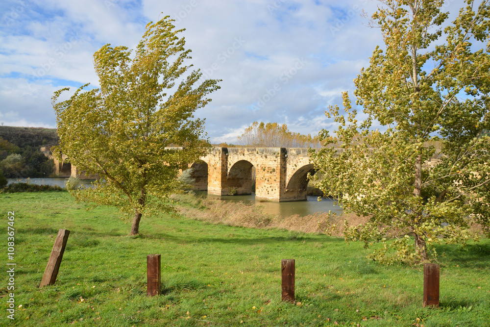 puente de piedra cruzando el Río Ebro