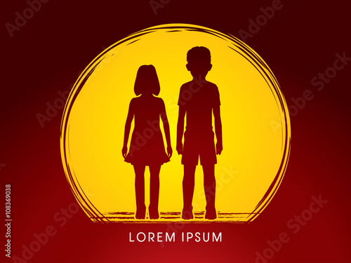 Stop Child abuse, help children designed on grunge moonlight background graphic vector.