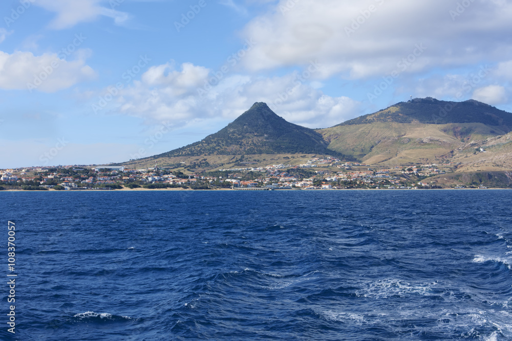 View of the island Porto Santo in the Atlantic Ocean. Island is part of the Madeira archipelago and stands out for its sandy beach 9 km. Portugal