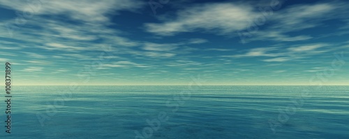 panoramic seascape, clouds over the ocean, sky and sea