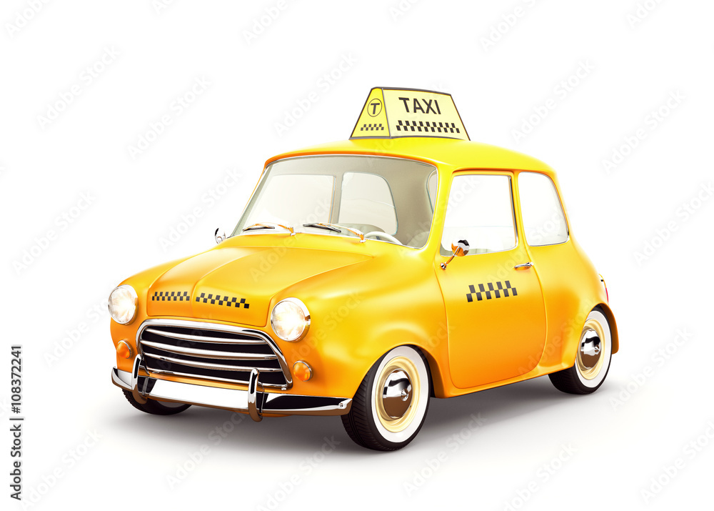 Cute retro yellow taxi