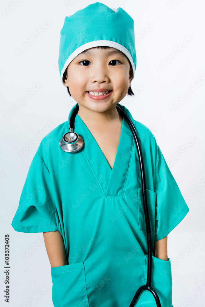 Asian Little Chinese Girl Playing a Doctor with Stethoscope Asian Little Chinese Girl Playing a Doctor with Stethoscope