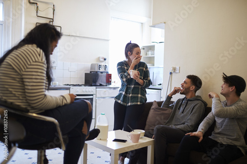 Group Of Students Hanging Out In Shared House Together