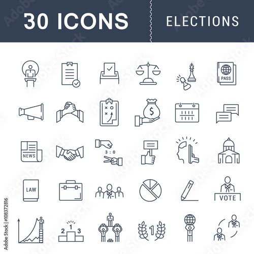 Set Vector Flat Line Icons Elections photo
