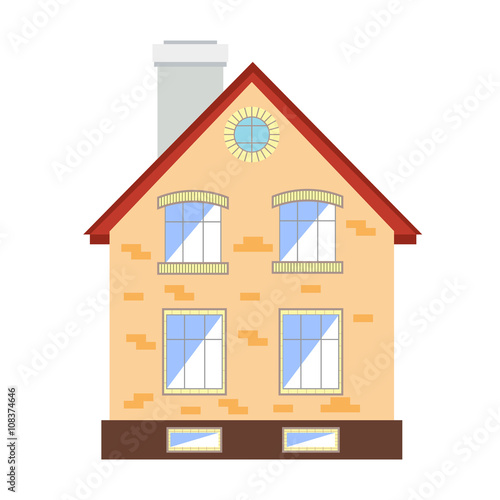 Small house on white background flat