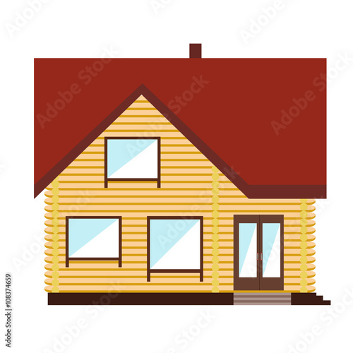 Small house on white background flat