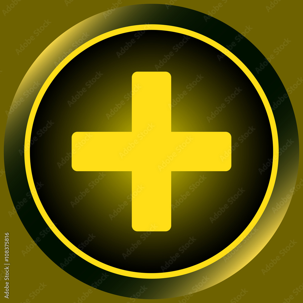 Obraz premium Icon yellow plus