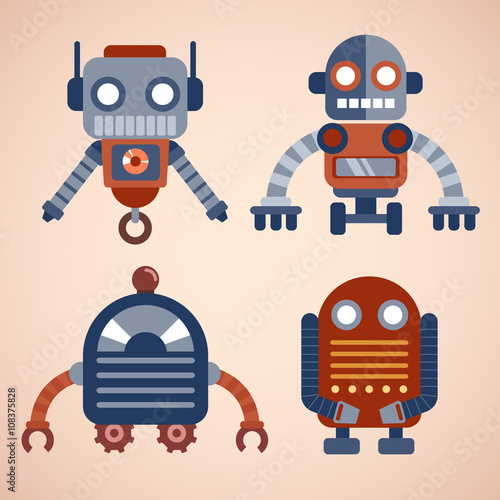 Robot Cute Characters : Vector Illustration