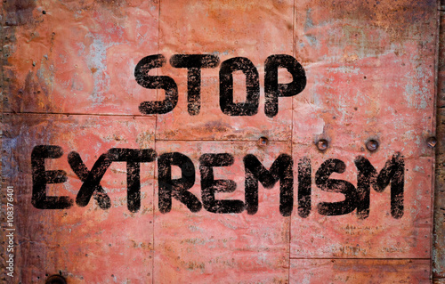 Foto Stop extremism text on metal