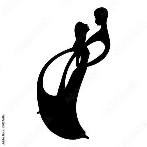 Two lovers dance silhouette