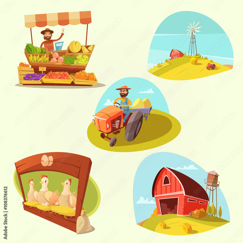 Farm Cartoon Set