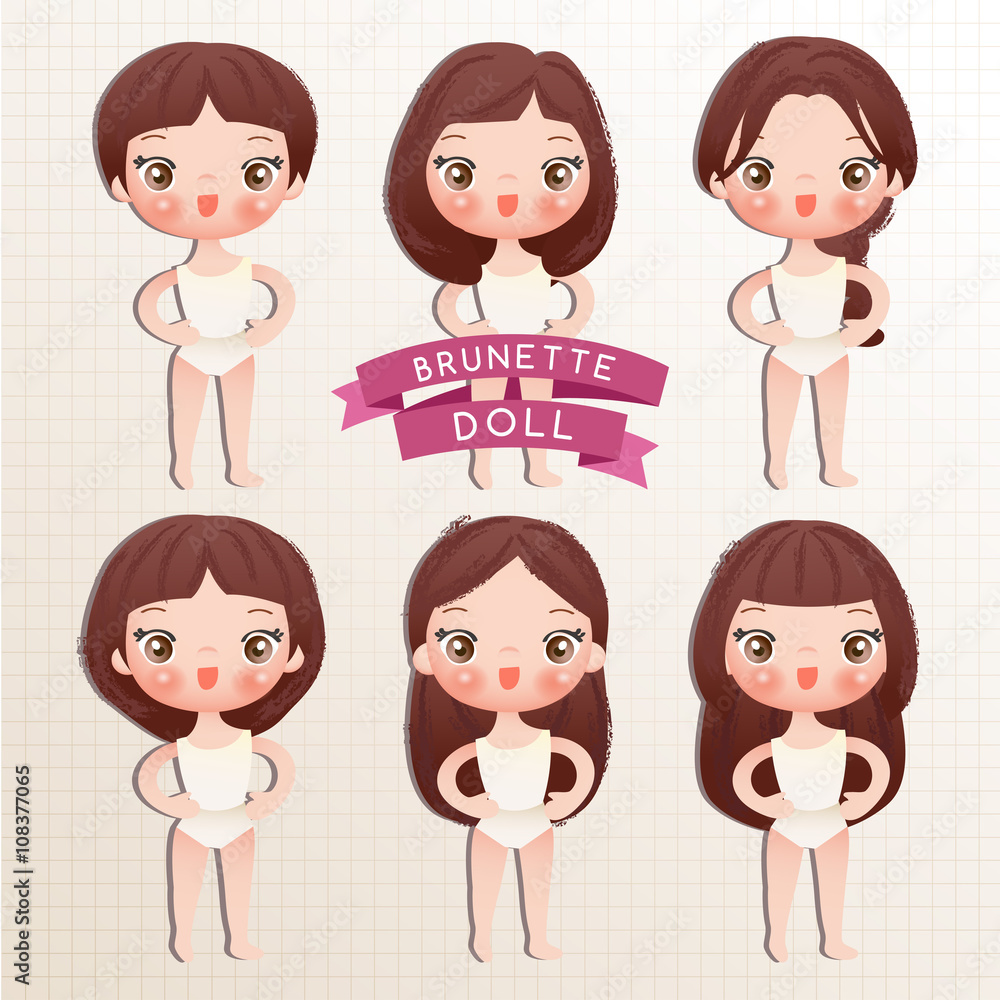 Set of Cute Paper Doll : Vector Illustration Set of Cute Paper Doll : Vector Illustration